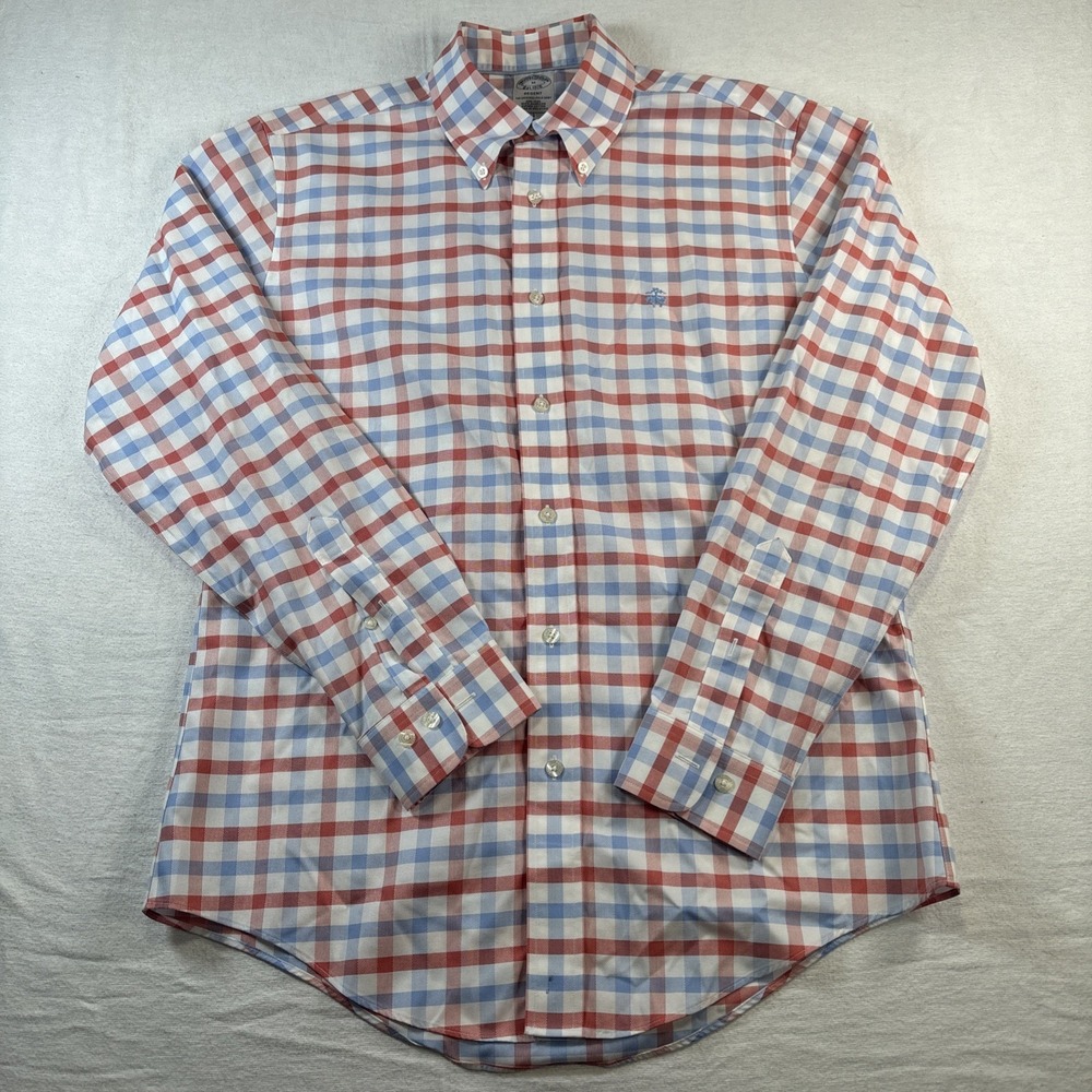 Brooks Brothers Men's Regent Fit Dress Shirt Plaid, Long Sleeve M